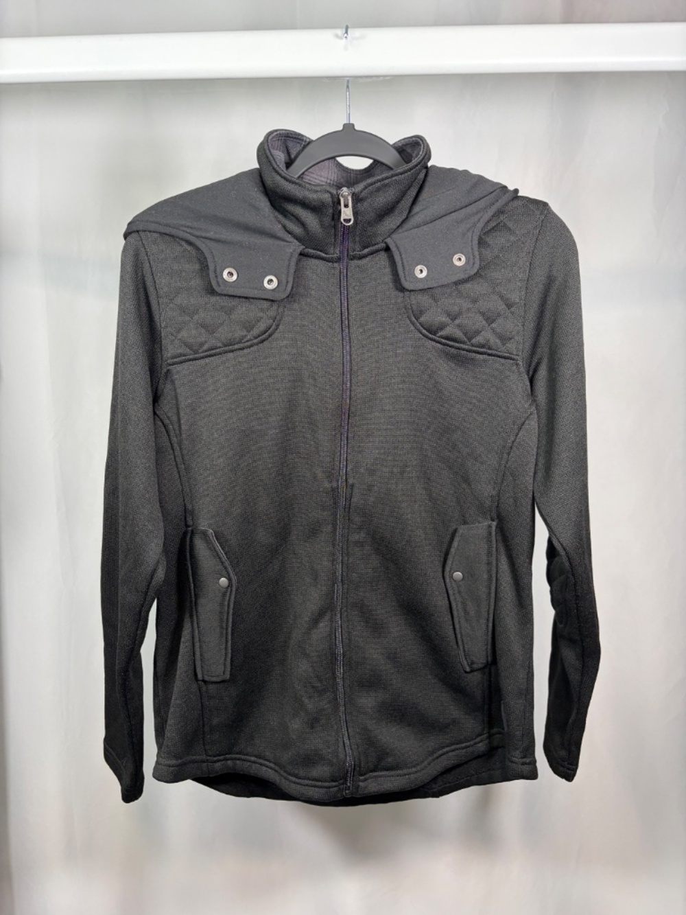 Eddie Bauer Quilted Hooded Full Zip Jacket Women’s L Charcoal
